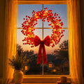 Lighted Holly Berry Wreath – Red Berries with Warm Fairy Lights for Door or Wall