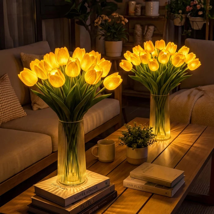 LED Tulip Bouquet Lamp – Glowing Artificial Tulips with Warm Ambient Light