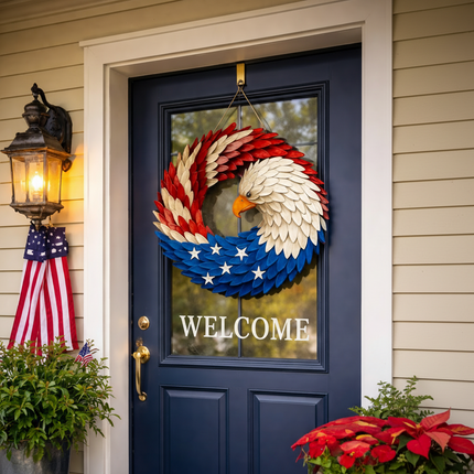 Wall Art Veterans Eagle Wreath Boxwood Door Wall Display 2