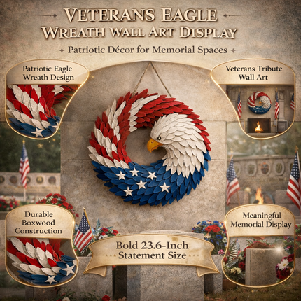 Wall Art Veterans Eagle Wreath Boxwood Door Wall Display 4