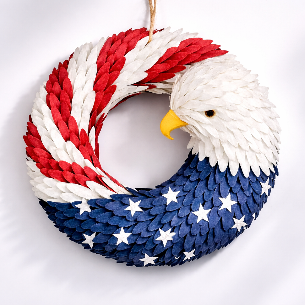 Wall Art Veterans Eagle Wreath Boxwood Memorial Wall Display 0