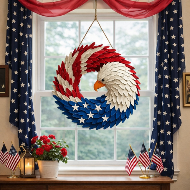 Wall Art Veterans Eagle Wreath Boxwood Memorial Wall Display 1