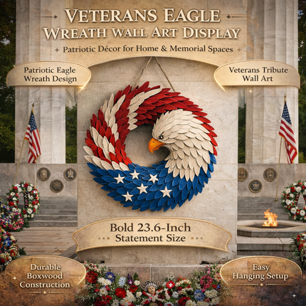 Wall Art Veterans Eagle Wreath Boxwood Memorial Wall Display 2
