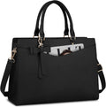 Waterproof PU Leather Laptop Tote Bag for Women, Multi-Pocket Design, Fits 15.6 Inch 0