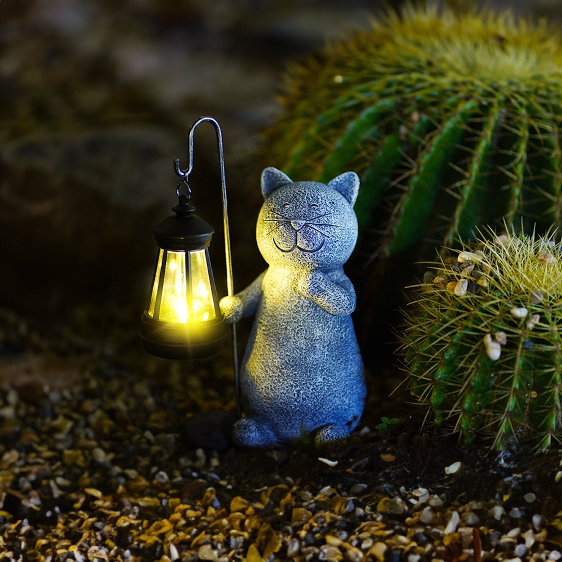 LumiPaws – Solcelledrevet Gylden Kattefigur med Lys til Magisk Udendørs Havedekoration