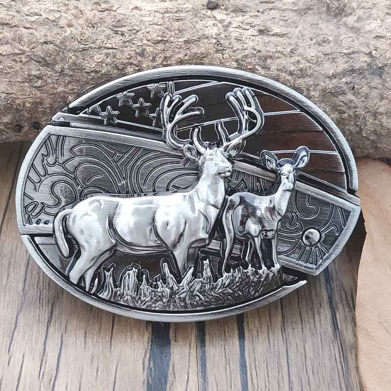 Wearclo | Oval Bull Skull Belt Buckle with Hidden Knife 20