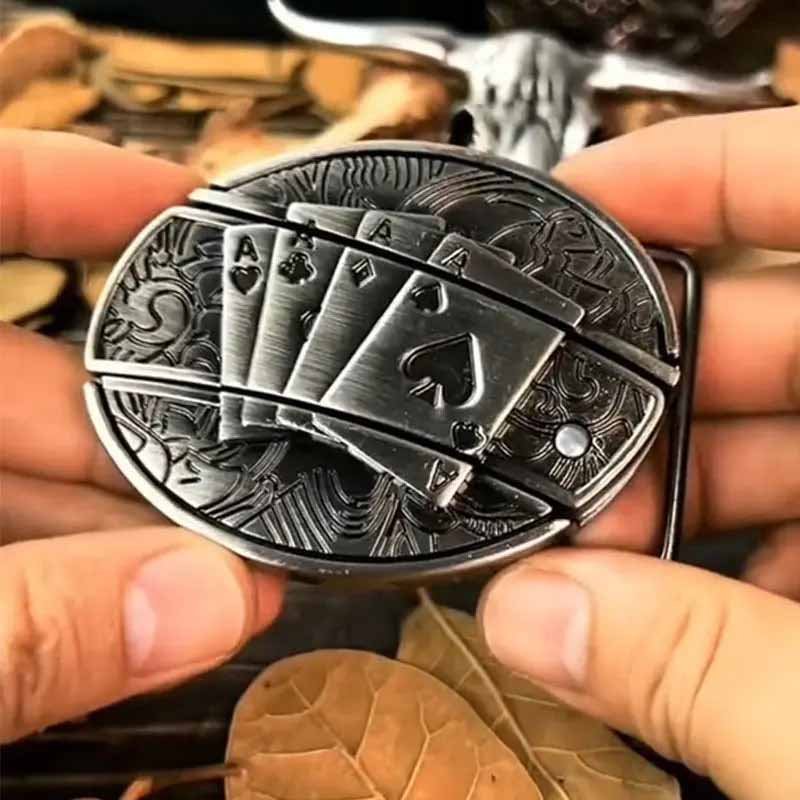 Wearclo | Oval Bull Skull Belt Buckle with Hidden Knife 5