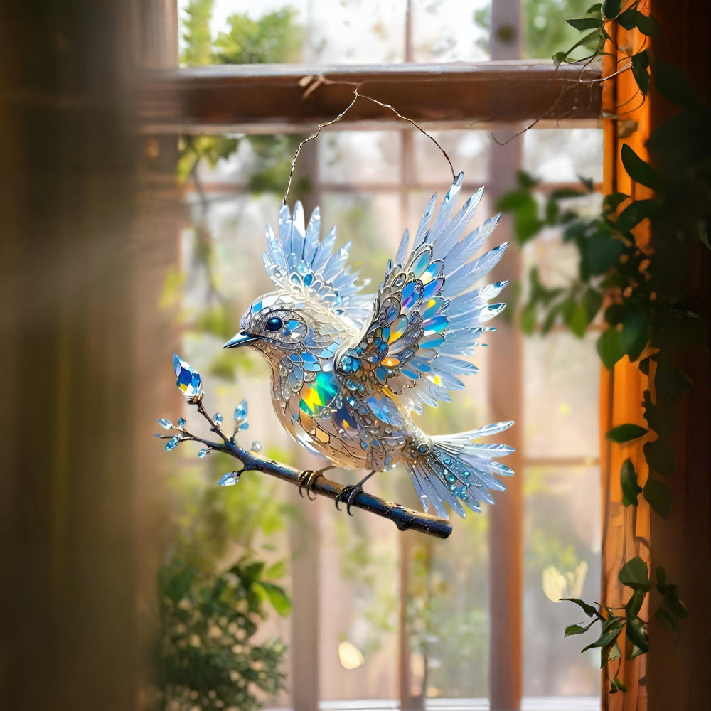 Window Suncatcher Stained Glass Bluebird Acrylic Hanging Decor 1