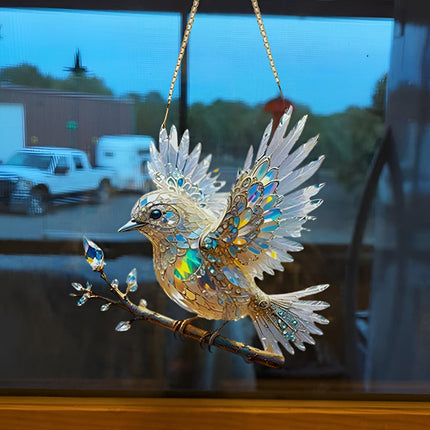 Window Suncatcher Stained Glass Bluebird Acrylic Hanging Decor 2