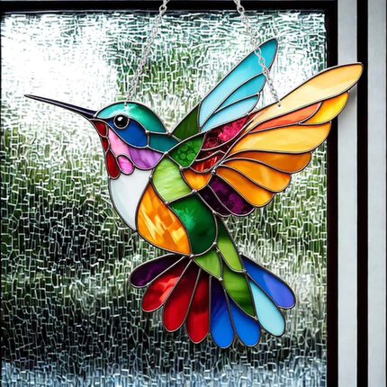 Window Suncatcher Stained Glass Bluebird Acrylic Hanging Decor 5