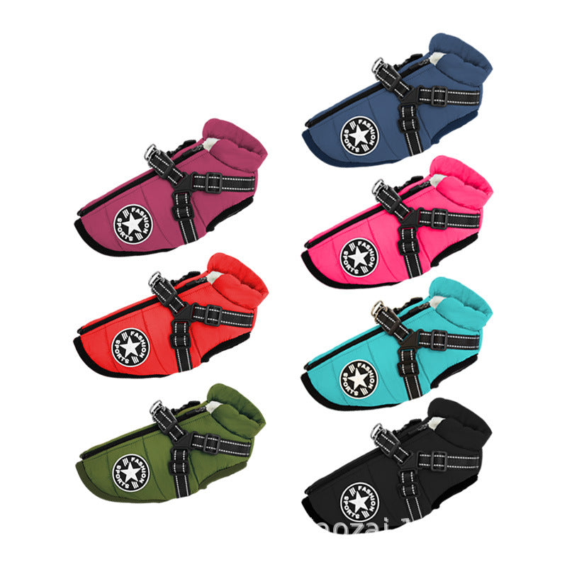 Windproof and Waterproof Dog Jacket with Integrated Harness 5