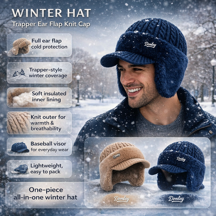 Winter Hat Trapper Ear Flap Knit Cap 5