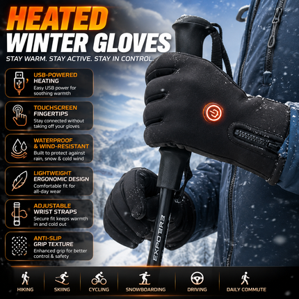 Winter Heated Gloves Electric Outdoor Touchscreen Grid Design 4