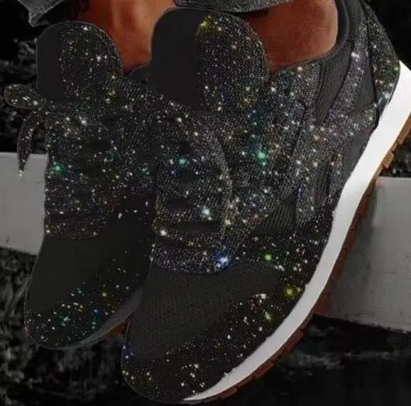 Women's Glitter Sneakers with Cushioned Support and Durable Rubber Sole 0