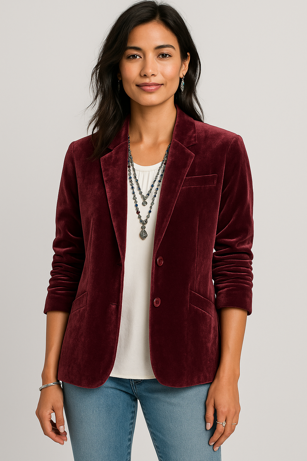 Women's Slim Fit Jacket with Tailored Cut and Classic Lapels for Elegant Wear 2
