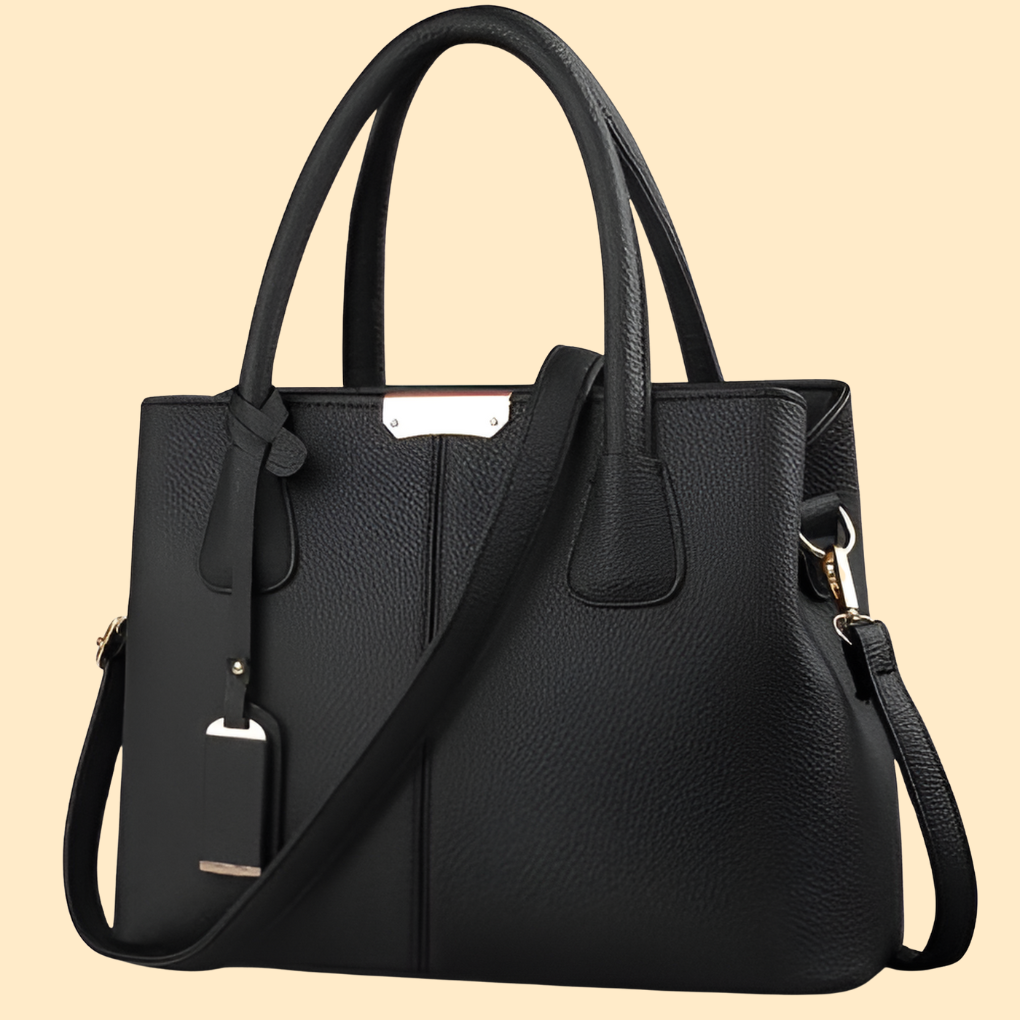 Women's Structured Leather Top Handle Bag with Tassel Accent 1