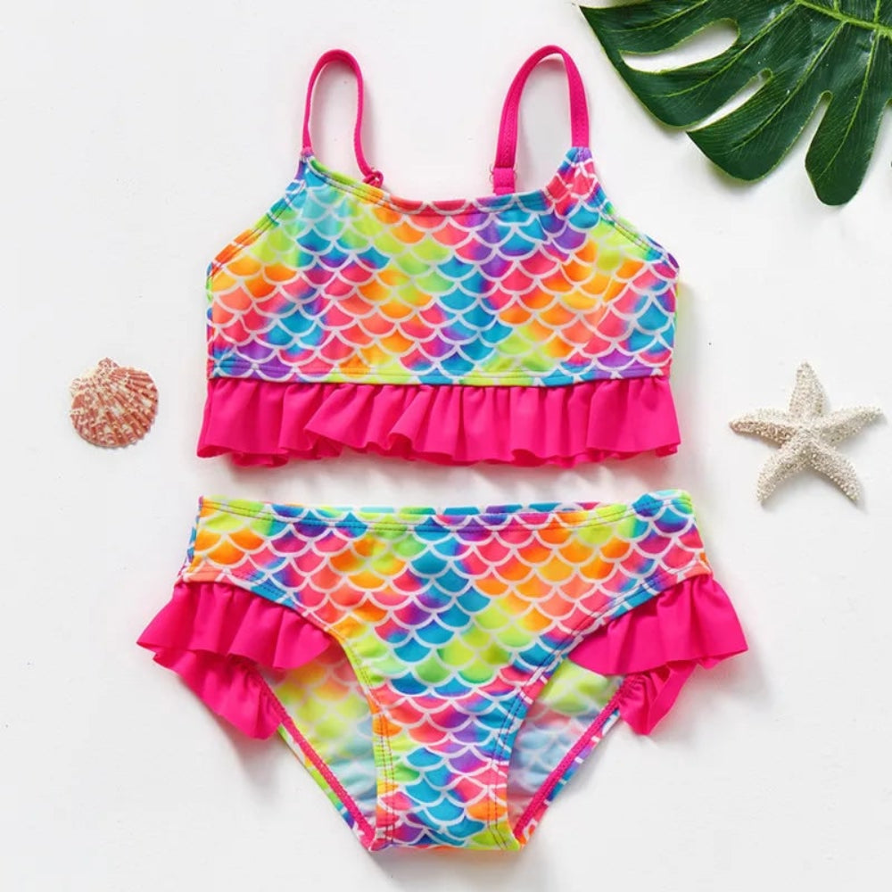 Women's Swimsuit Bikini Set Kids Swimwear Ruffle | Floral 0