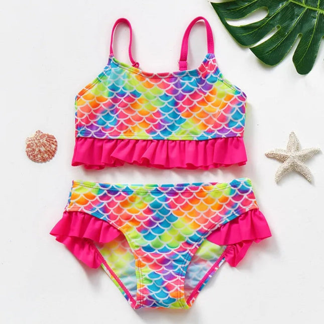 Women's Swimsuit Bikini Set Kids Swimwear Ruffle | Floral 0