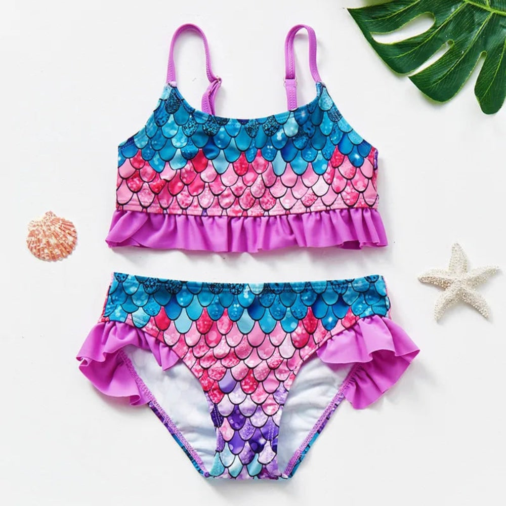 Women's Swimsuit Bikini Set Kids Swimwear Ruffle | Floral 1