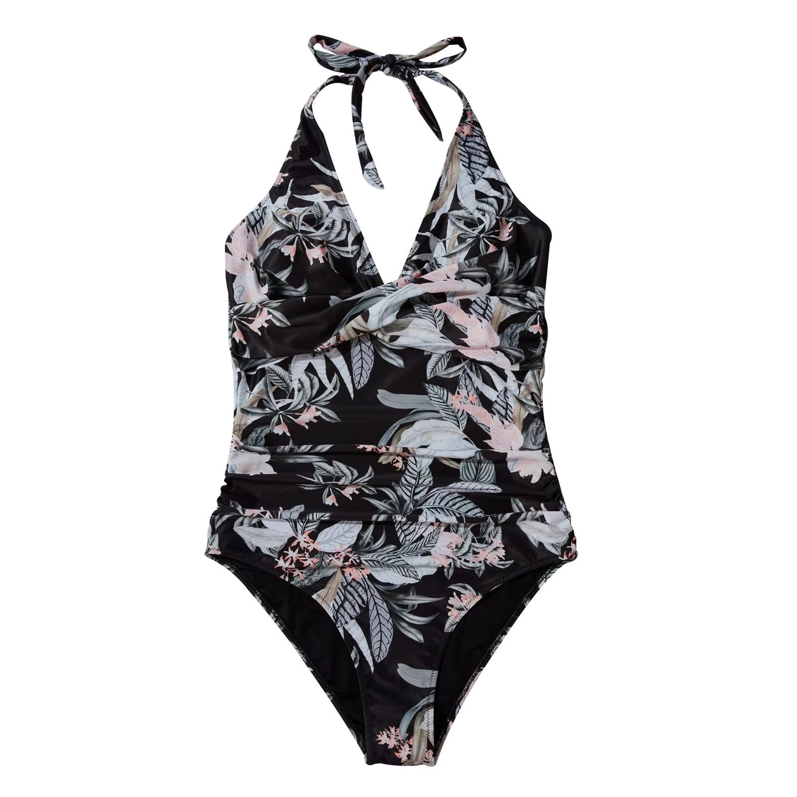 Women's Tropical Print Halterneck One Piece Swimsuit - Comfortable Swimwear 5