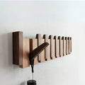 Wooden Piano-Shaped Coat Rack Stand with Multiple Hooks for Wall Mounted Storage 0