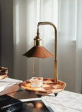 Zen Candle Warmer Lamp - Elegant Table Lamp with Wood and Brass, Warm Ambient Light 0