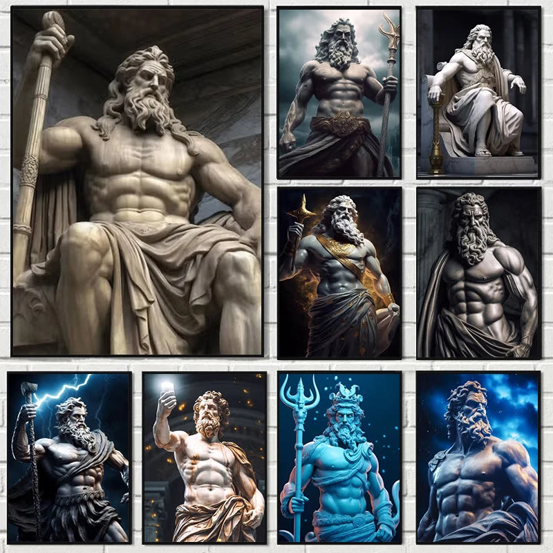 Zeus-Poster schwarz-weiß – Odyssee-Poster als Wanddekoration fürs Wohnzimmer 1