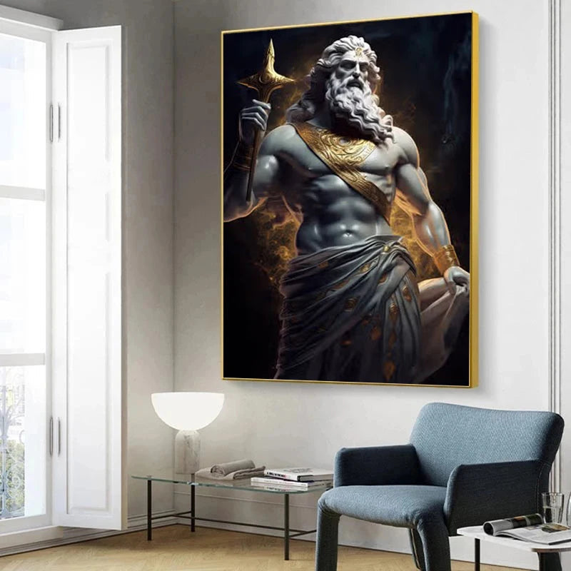 Zeus-Poster schwarz-weiß – Odyssee-Poster als Wanddekoration fürs Wohnzimmer 4