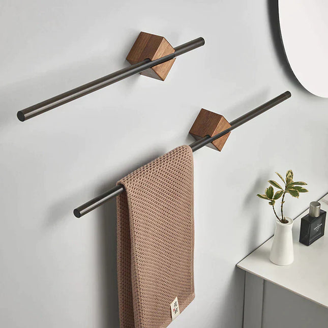 Towel Holder – Minimalist Wall-Mounted Design with Natural Wood Finish