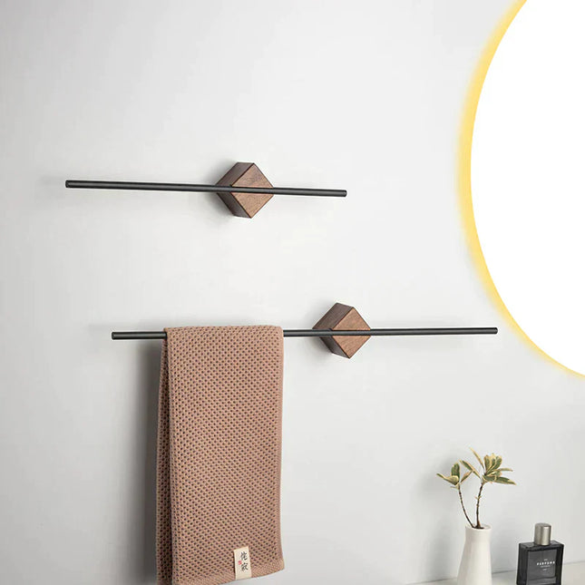 Towel Holder – Minimalist Wall-Mounted Design with Natural Wood Finish