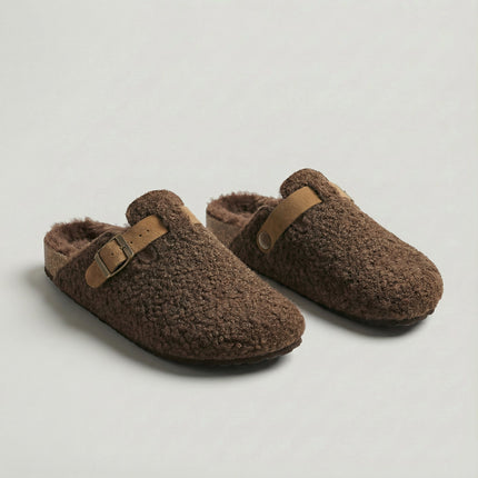 Women’s Teddy Slippers – Soft Mule Design, Adjustable Buckle & Supportive Sole