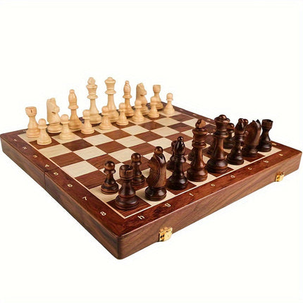 Wooden Chess Set – Foldable Tournament Board with Storage & Handcrafted Pieces