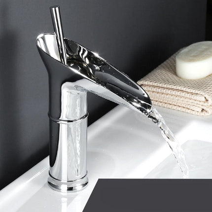 Waterfall Bathroom Faucet – Antique Brass Finish with Smooth Cascading Flow