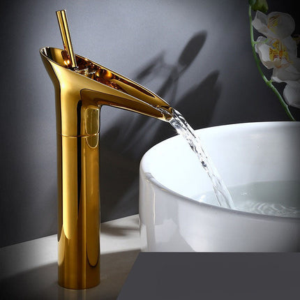 Waterfall Bathroom Faucet – Antique Brass Finish with Smooth Cascading Flow