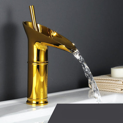 Waterfall Bathroom Faucet – Antique Brass Finish with Smooth Cascading Flow