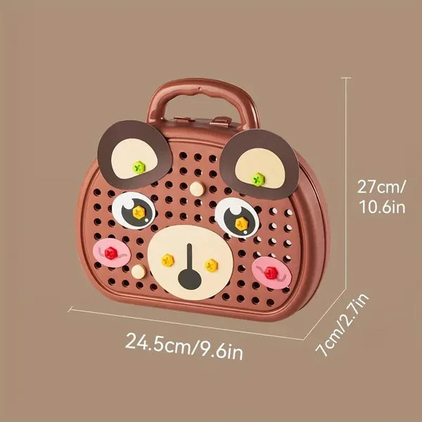 Boîte de jouets de construction Montessori – Ensemble créatif avec perceuse électrique jouet et boîte de rangement