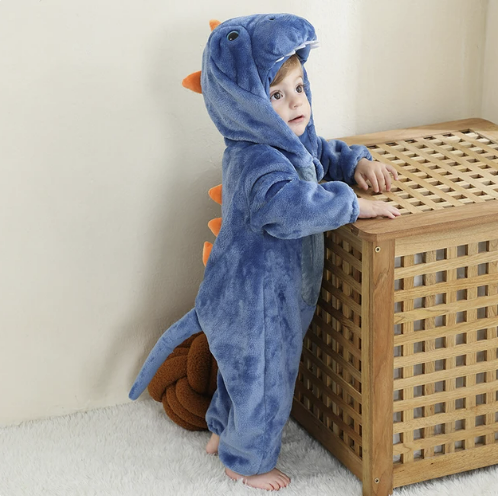 Grenouillère Bébé – Combinaison à Capuche en Flanelle Douce avec Motif Animal Ludique
