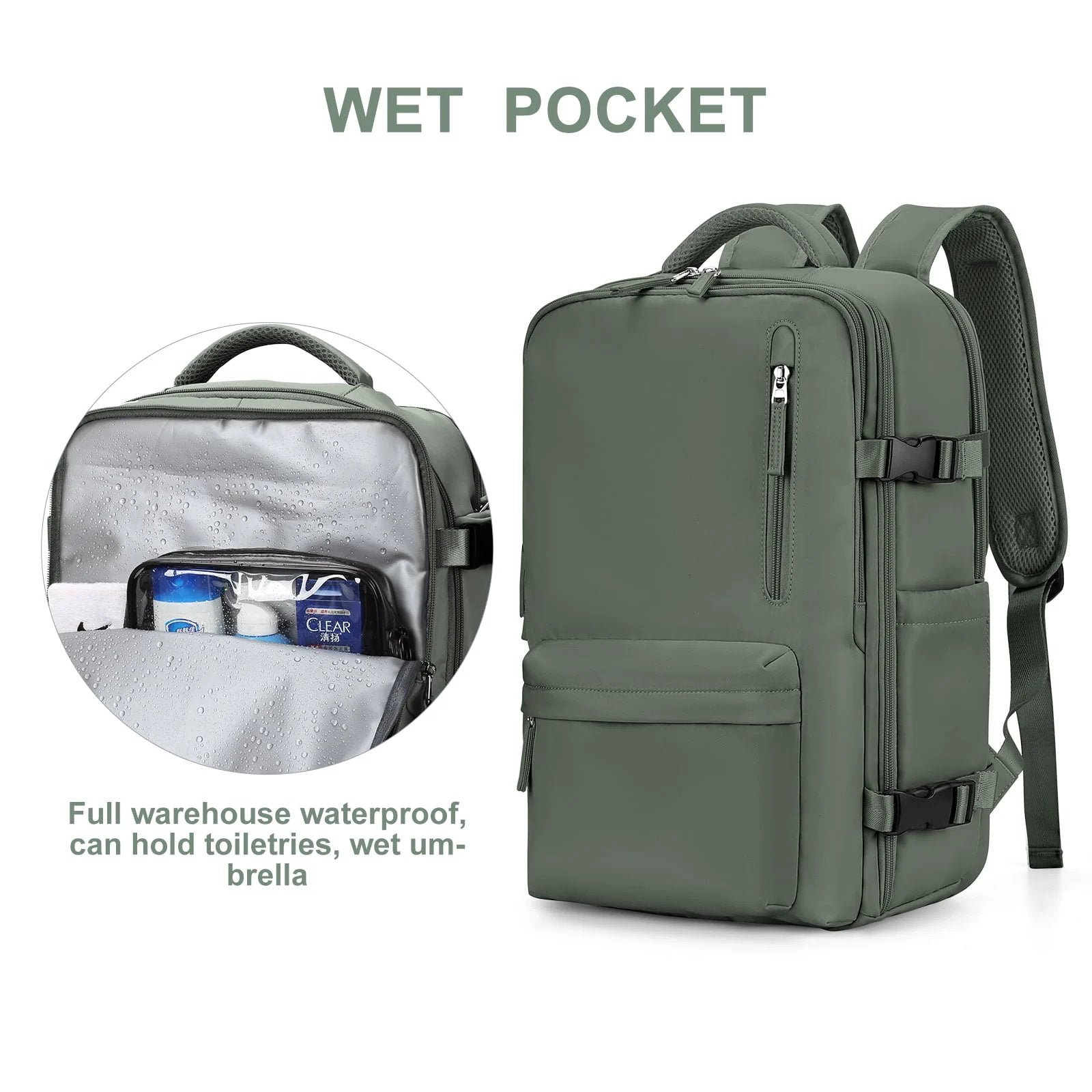 Sac à dos de voyage étanche avec charge USB, poche antivol et rangement multi-compartiments