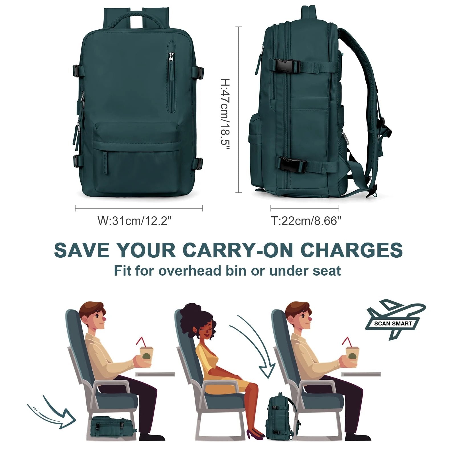 Sac à dos de voyage étanche avec charge USB, poche antivol et rangement multi-compartiments