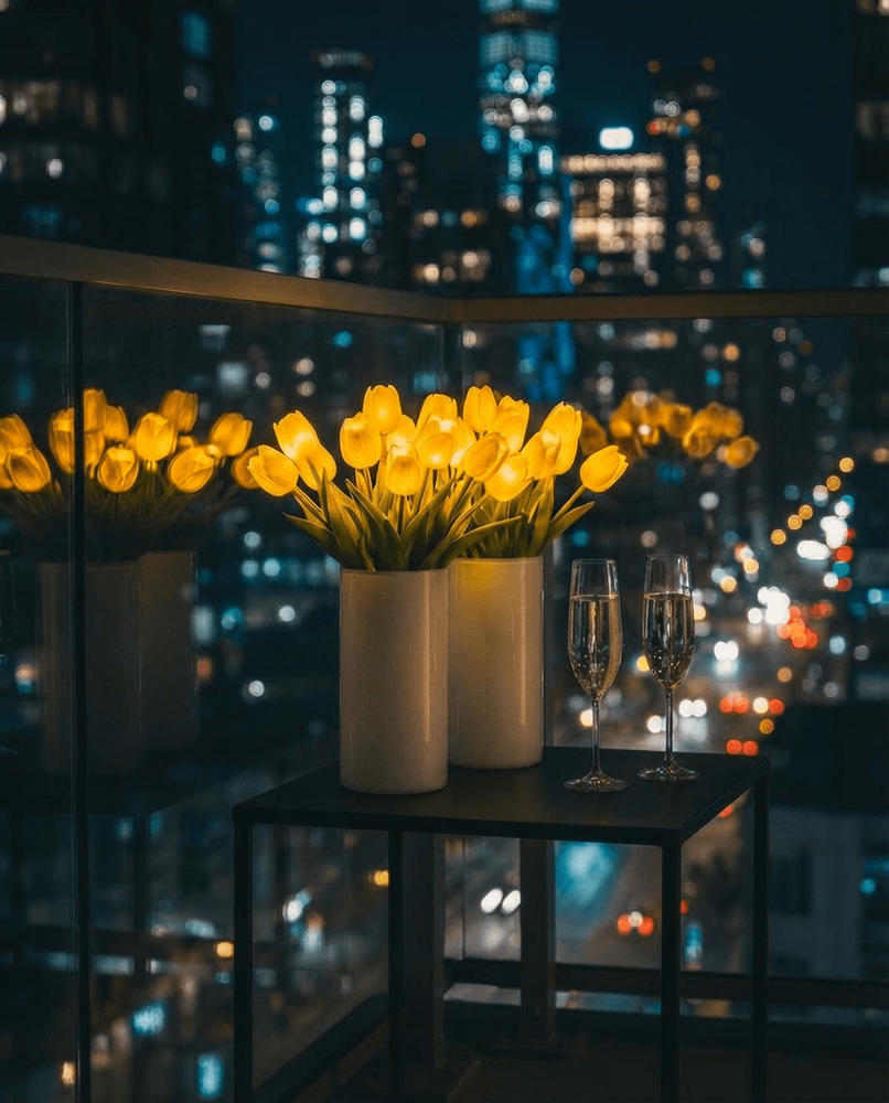 LED Tulip Bouquet Lamp – Glowing Artificial Tulips with Warm Ambient Light