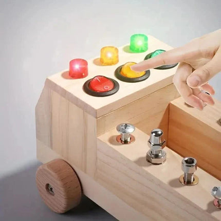Montessori Activity Board – Wooden Busy Board with LED Lights, Switches & Locks
