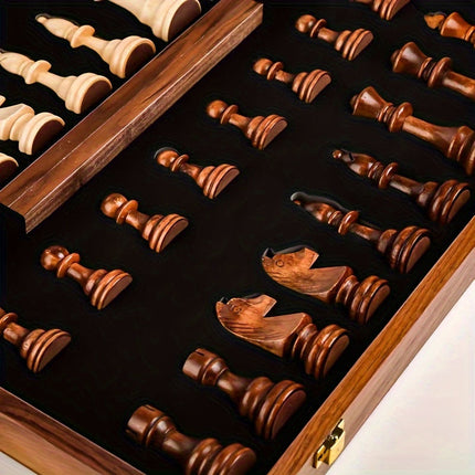 Wooden Chess Set – Foldable Tournament Board with Storage & Handcrafted Pieces