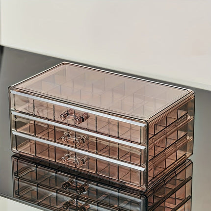 Jewelry Organizer – 3-Layer Storage Box with 72 Compartments & Clear Protective Lid