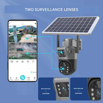 Wireless 4K Camera System – Dual-Lens Design, 360° Control & Solar Power