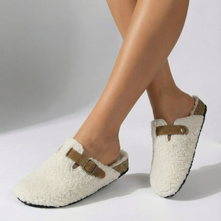 Women’s Teddy Slippers – Soft Mule Design, Adjustable Buckle & Supportive Sole