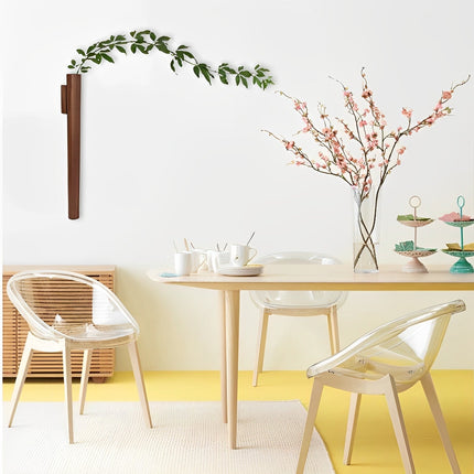 Hanging Vase Set – Wooden Wall-Mounted Design with Inner Glass Tube for Minimalist Floral Display