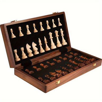 Wooden Chess Set – Foldable Tournament Board with Storage & Handcrafted Pieces