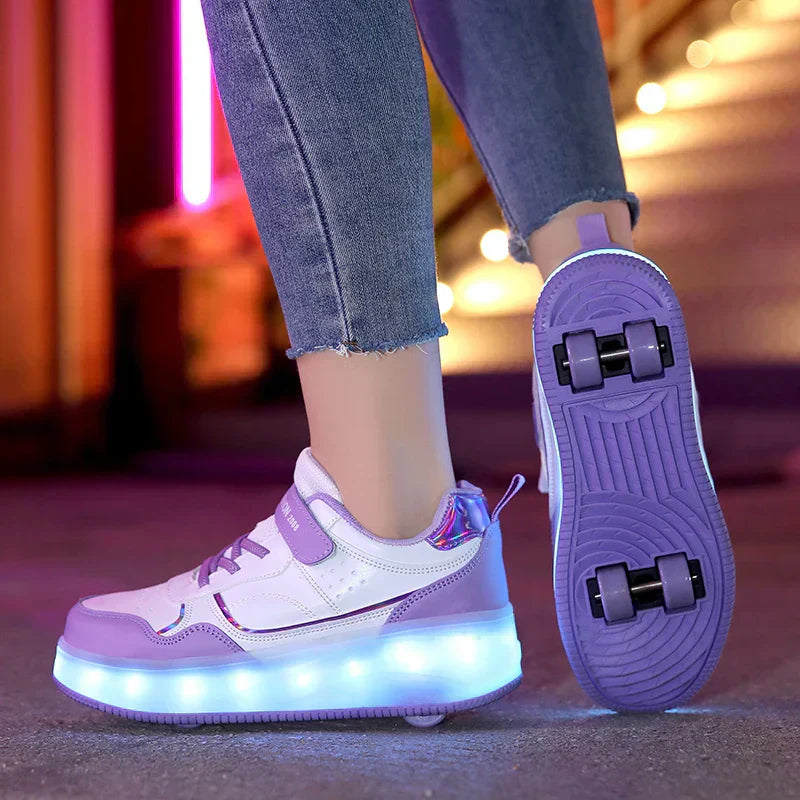 Chaussures à roulettes LED orthopédiques Zoe pour enfants avec roues pliables pour un jeu actif et soutenu