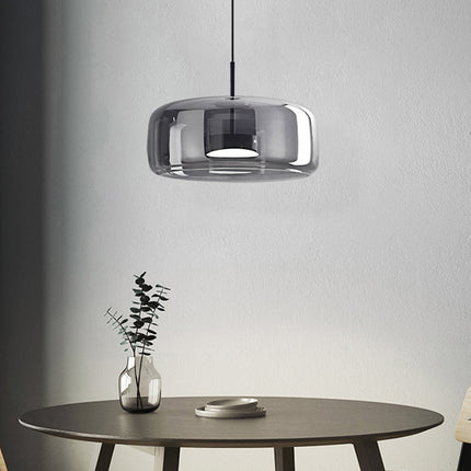 LED Pendant Lamp – Retro Metal and Glass Design with Soft Warm Ambient Lighting