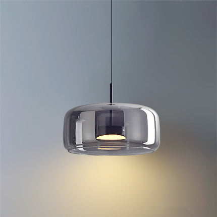 LED Pendant Lamp – Retro Metal and Glass Design with Soft Warm Ambient Lighting